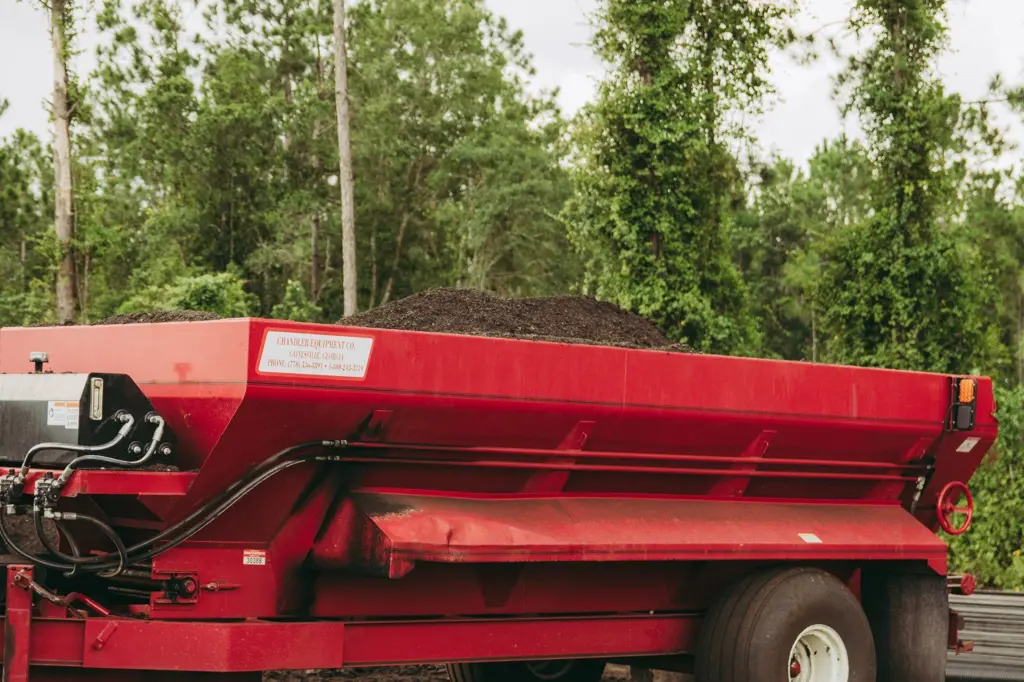 Spreader loaded with Green Seed's own Class AA compost